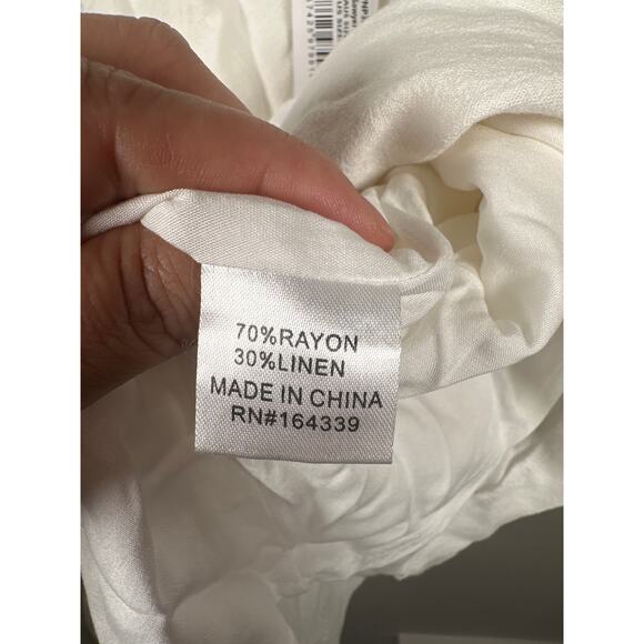 Petal & Pup New Sawyer Mini Dress White Size Large Tie Strap Linen Blend Lined - Picture 9 of 10